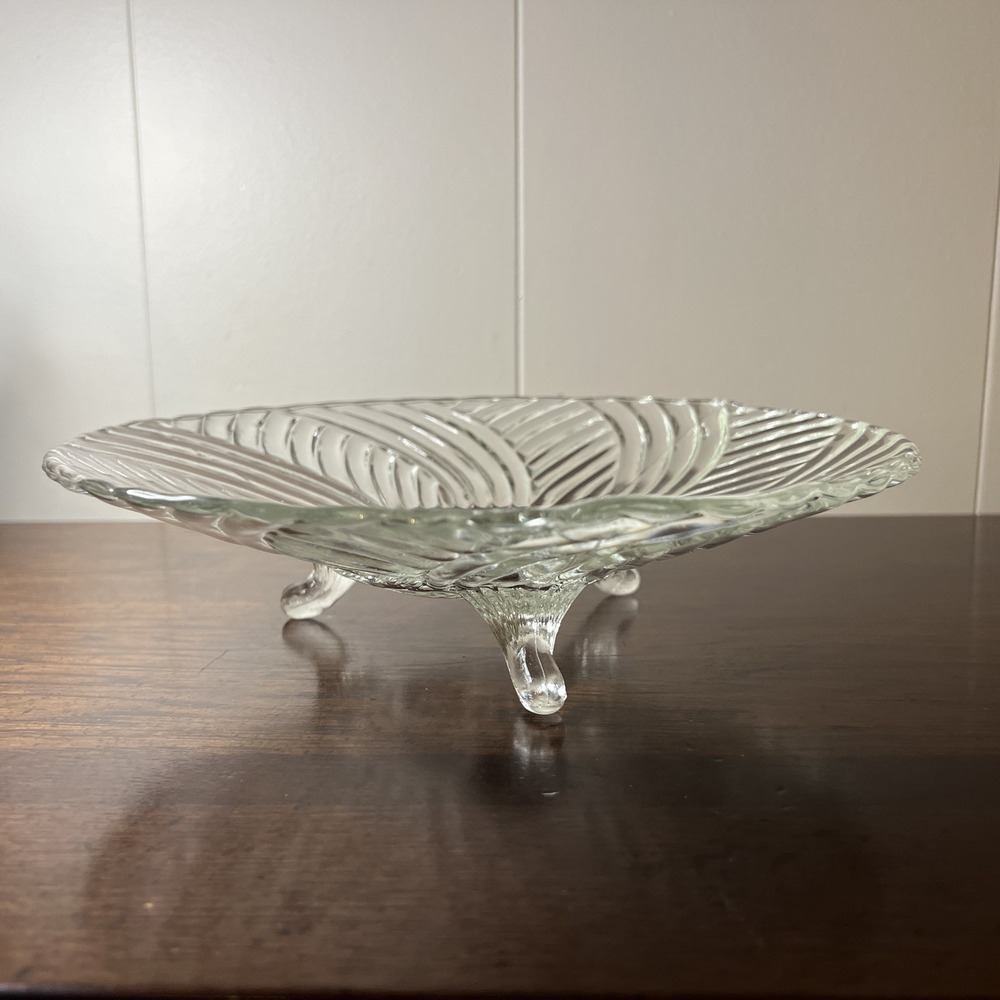 Vintage Clear Glass Footed Bowl - 8.5"